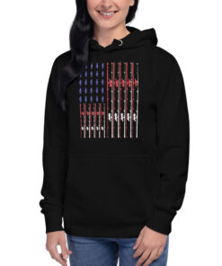 Fishing Rod American Flag Vintage US Fishing Unisex Hoodie