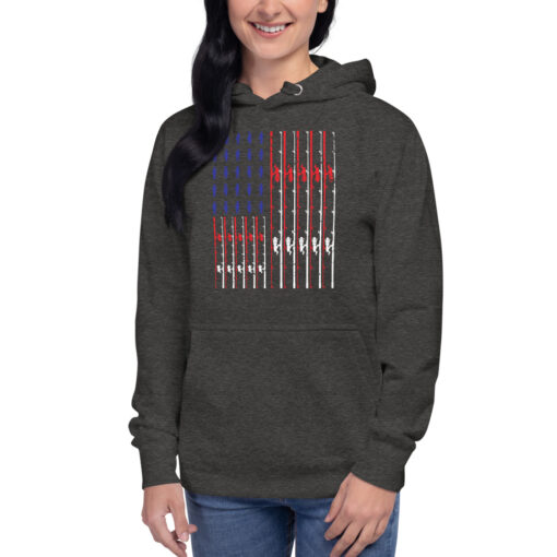 Fishing Rod American Flag Vintage US Fishing Unisex Hoodie - Image 4