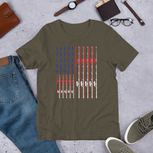 Fishing Rod American Flag Vintage US Fishing Short-Sleeve Unisex T-Shirt - Image 6