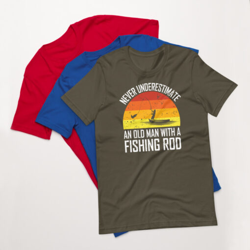 Never Underestimate An Old Man With A Fishing Rod Short-Sleeve Unisex T-Shirt - Image 9