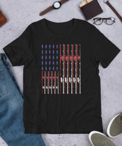 Fishing Rod American Flag Vintage US Fishing Short-Sleeve Unisex T-Shirt