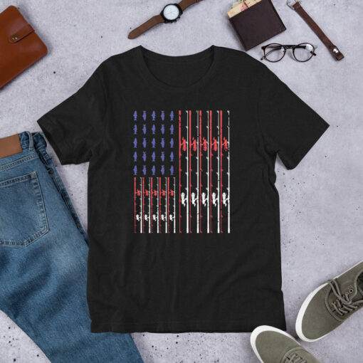 Fishing Rod American Flag Vintage US Fishing Short-Sleeve Unisex T-Shirt