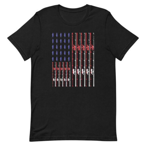 Fishing Rod American Flag Vintage US Fishing Short-Sleeve Unisex T-Shirt - Image 2