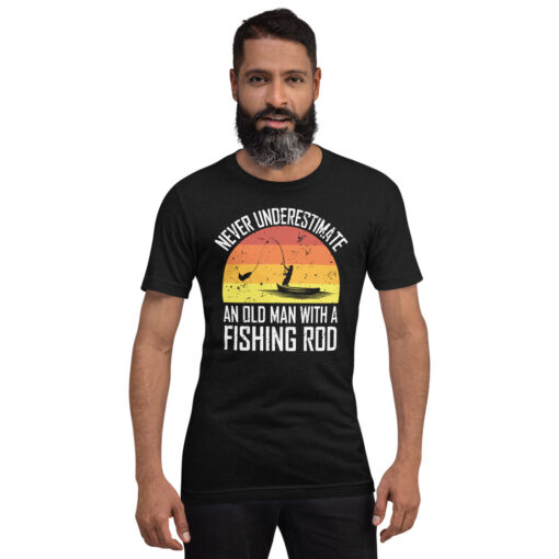 Never Underestimate An Old Man With A Fishing Rod Short-Sleeve Unisex T-Shirt - Image 2