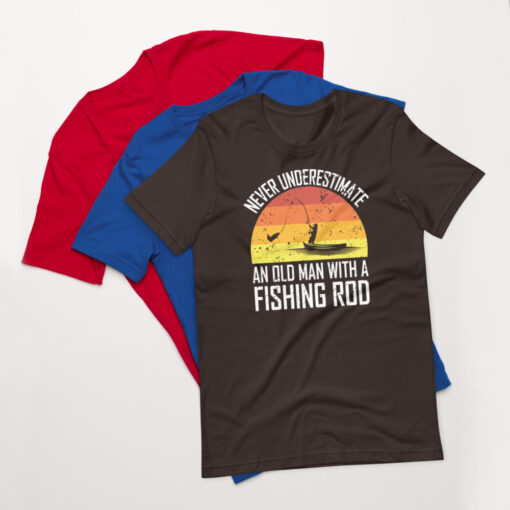 Never Underestimate An Old Man With A Fishing Rod Short-Sleeve Unisex T-Shirt - Image 4