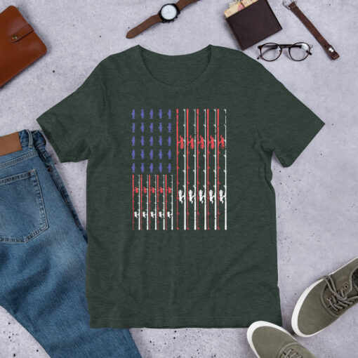 Fishing Rod American Flag Vintage US Fishing Short-Sleeve Unisex T-Shirt - Image 4