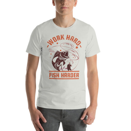 Work hard fish Harder Fishing Short-Sleeve Unisex T-Shirt - Image 8