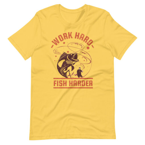 Work hard fish Harder Fishing Short-Sleeve Unisex T-Shirt - Image 3