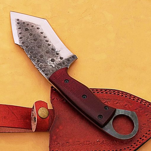 Custom Handmade High Carbon Steel Knife with Micarta Handle & Sheath - Image 3