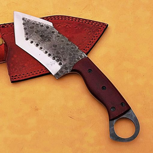 Custom Handmade High Carbon Steel Knife with Micarta Handle & Sheath - Image 2