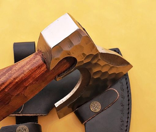 Custom Handmade High Carbon Forging Hunting Axe with Leather Sheath - Image 4