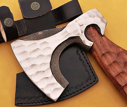Custom Handmade High Carbon Forging Hunting Axe with Leather Sheath - Image 3